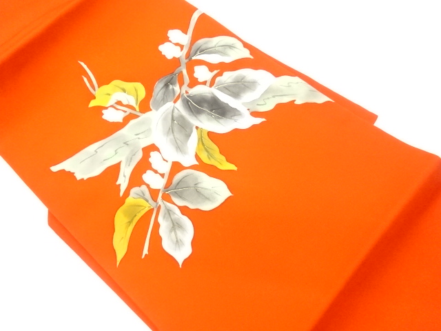 JAPANESE KIMONO / VINTAGE NAGOYA OBI / SHIOZE / KINSAI / LEAVES